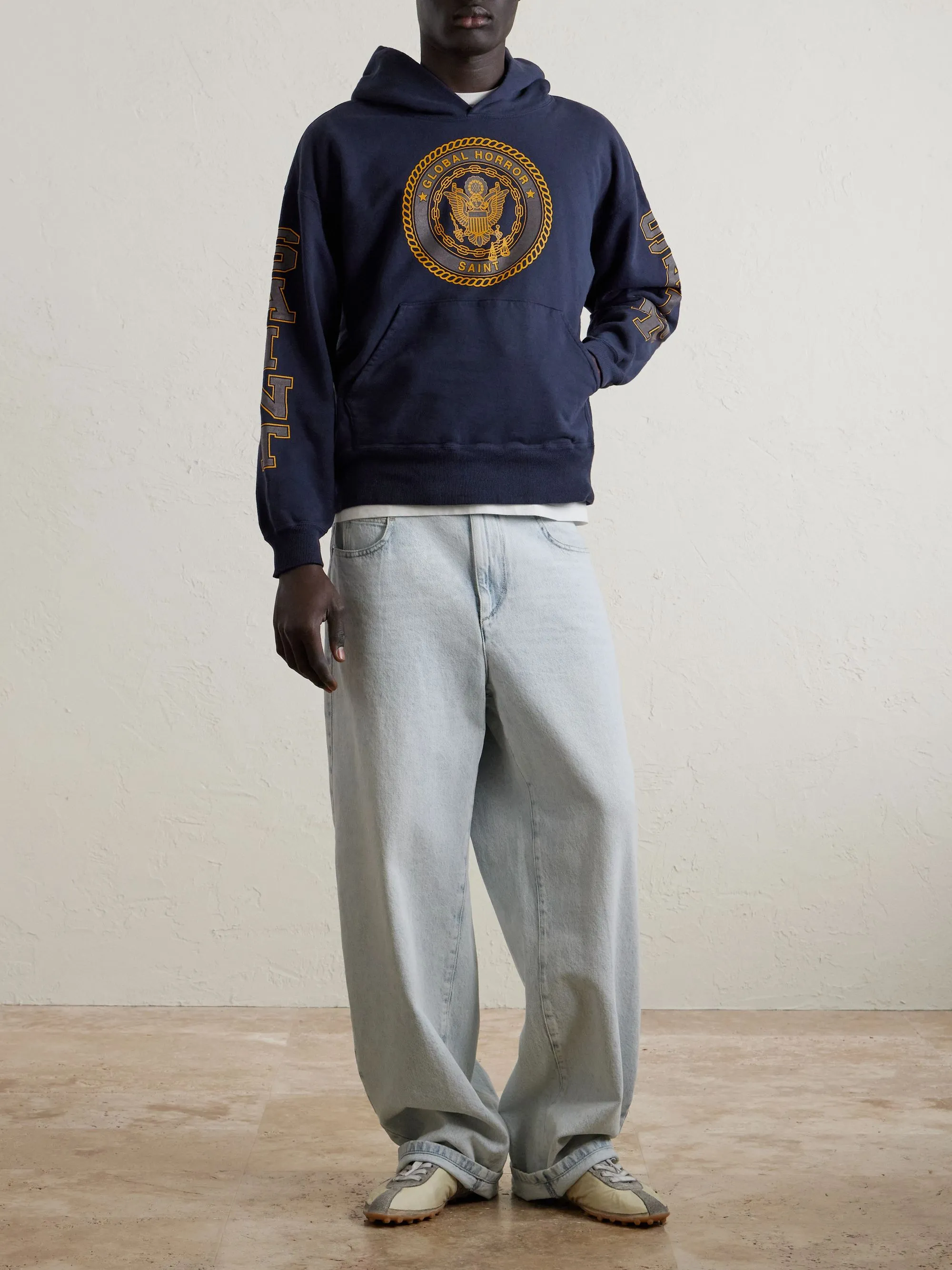 SAINT Mxxxxxx HOODIE/SAINT/NVY Reflective Angel Hoodie Blue S-XL Original open mold Loose cut Comfortable fit Top printing technology 3M reflective paste Best reflective effect in the industry Correct version Original consistent main mark/wash mark/cherub anti-counterfeiting